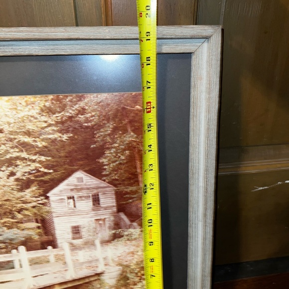 Vintage Rustic Country Mill Print Gray/ Blue Frame W/ Hanger - Picture 11 of 11